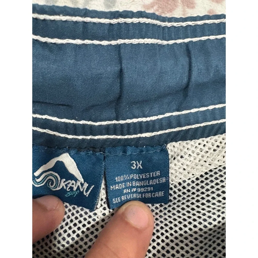 Kanu Surf Mens 3X Board Shorts Blue White Stripe Cargo Swim Trunks Mesh Lined